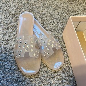 Chinese Laundry Jelly Sandal Light Pink Slide Bejeweled women’s
